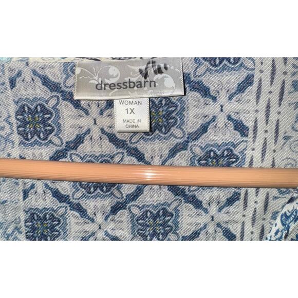 Boho Peasant Top Dressbarn Women's 1X Hippie Mixed Pattern 3/4 Sleeve Festival - Picture 4 of 6